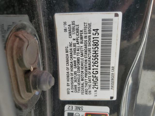 2HGFG12656H580154 2006 Honda Civic Lx