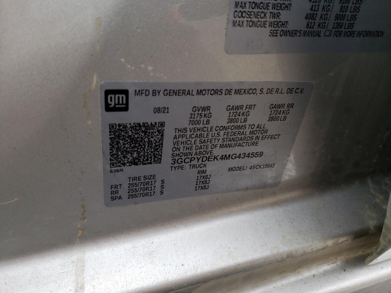 3GCPYDEK4MG434559 2021 Chevrolet Silverado K1500 Lt