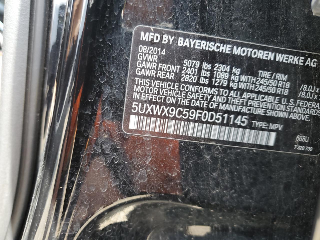 5UXWX9C59F0D51145 2015 BMW X3 xDrive28I