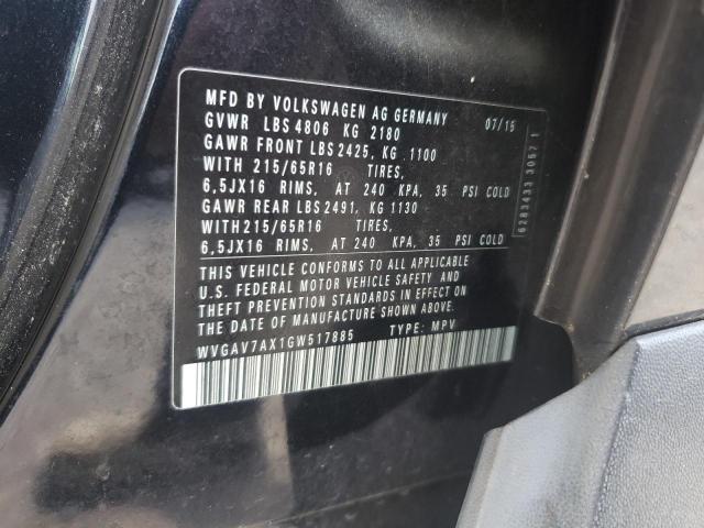 2016 Volkswagen Tiguan S VIN: WVGAV7AX1GW517885 Lot: 51511924