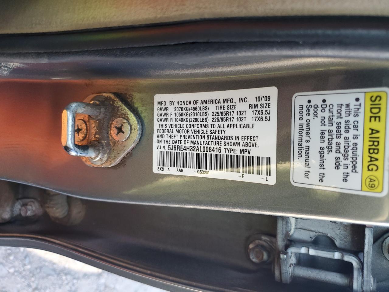 5J6RE4H32AL008416 2010 Honda Cr-V Lx