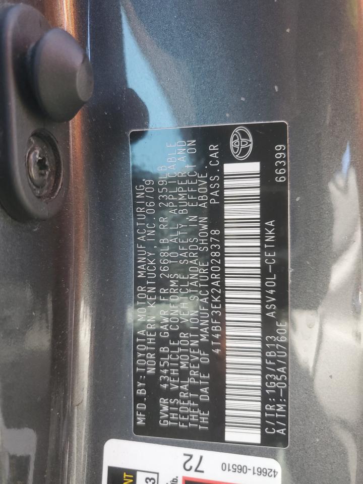 4T4BF3EK2AR028378 2010 Toyota Camry Base