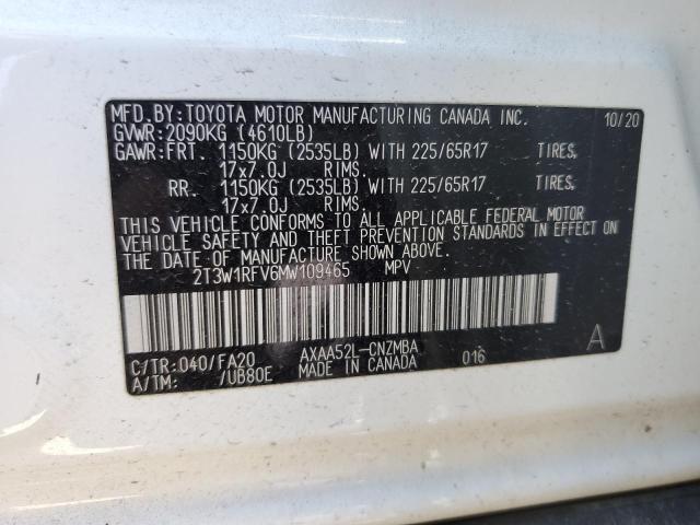 2021 Toyota Rav4 Xle VIN: 2T3W1RFV6MW109465 Lot: 47241384