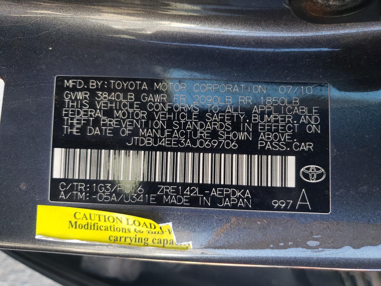 JTDBU4EE3AJ069706 2010 Toyota Corolla Base