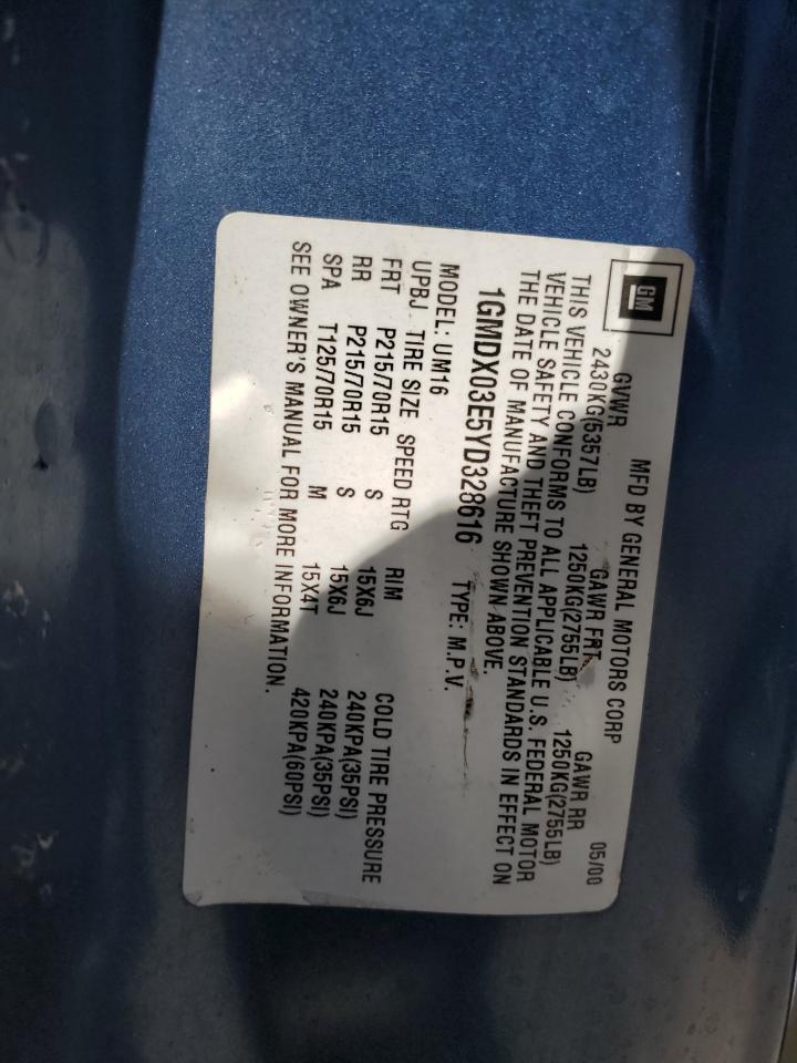 1gmdx03e5yd328616 1GMDX03E5YD328616 2000 Pontiac Montana
