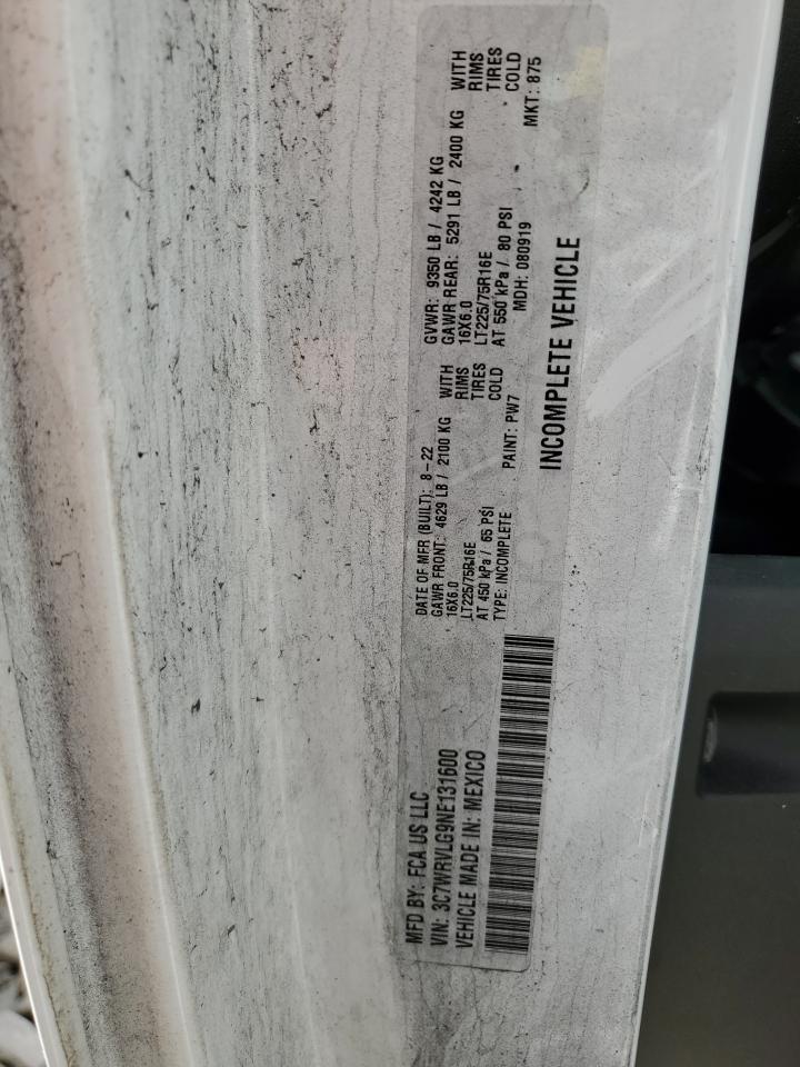 3C7WRVLG9NE131600 2022 Ram Promaster 3500 3500 Standard