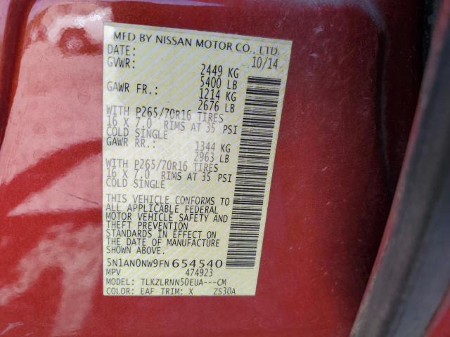 2015 NISSAN XTERRA X 5N1AN0NW9FN654540