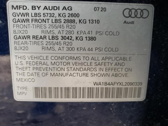 2020 Audi Sq5 Premium Plus VIN: WA1B4AFYXL2090339 Lot: 50849914