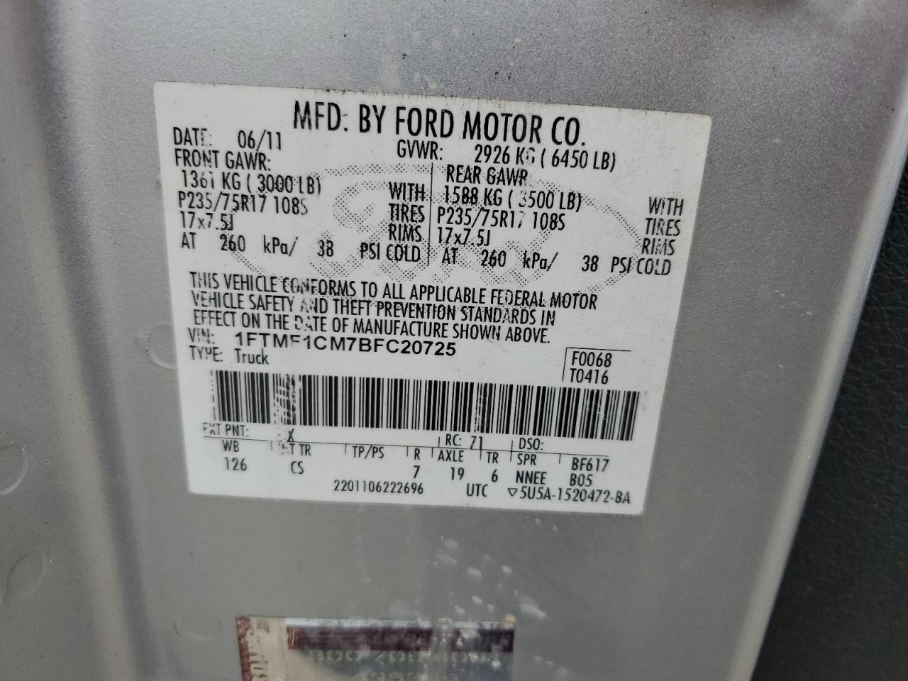 1FTMF1CM7BFC20725 2011 Ford F150