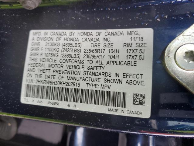 2019 Honda Cr-V Lx VIN: 2HKRW6H30KH202916 Lot: 50729004