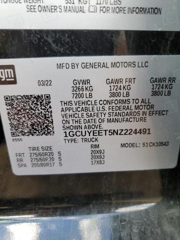 2022 CHEVROLET SLVRD 1500 1GCUYEET5NZ224491
