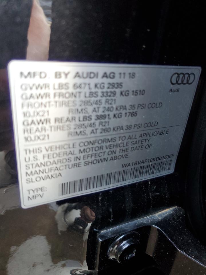 WA1BVAF10KD016365 2019 Audi Q8 Premium Plus