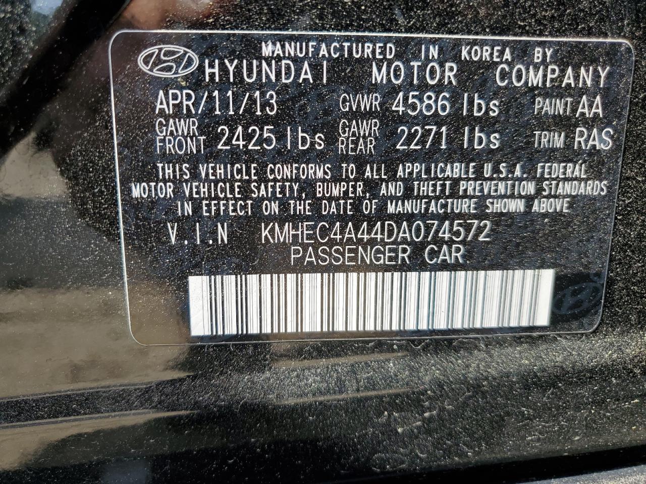 KMHEC4A44DA074572 2013 Hyundai Sonata Hybrid