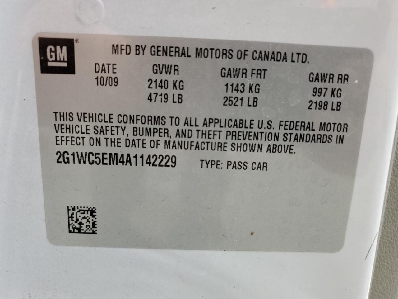 2G1WC5EM4A1142229 2010 Chevrolet Impala Ltz