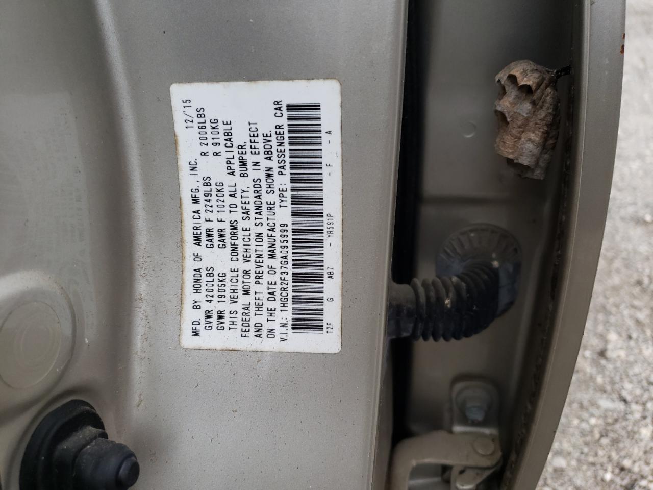 1HGCR2F37GA095999 2016 Honda Accord Lx