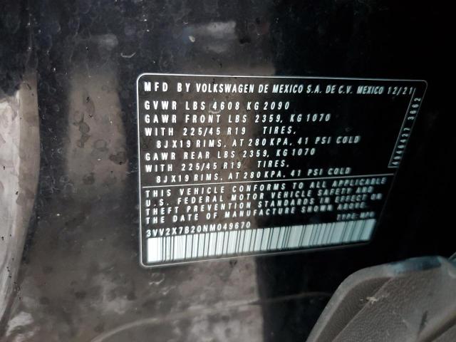 2022 VOLKSWAGEN TAOS SEL - 3VV2X7B20NM049670