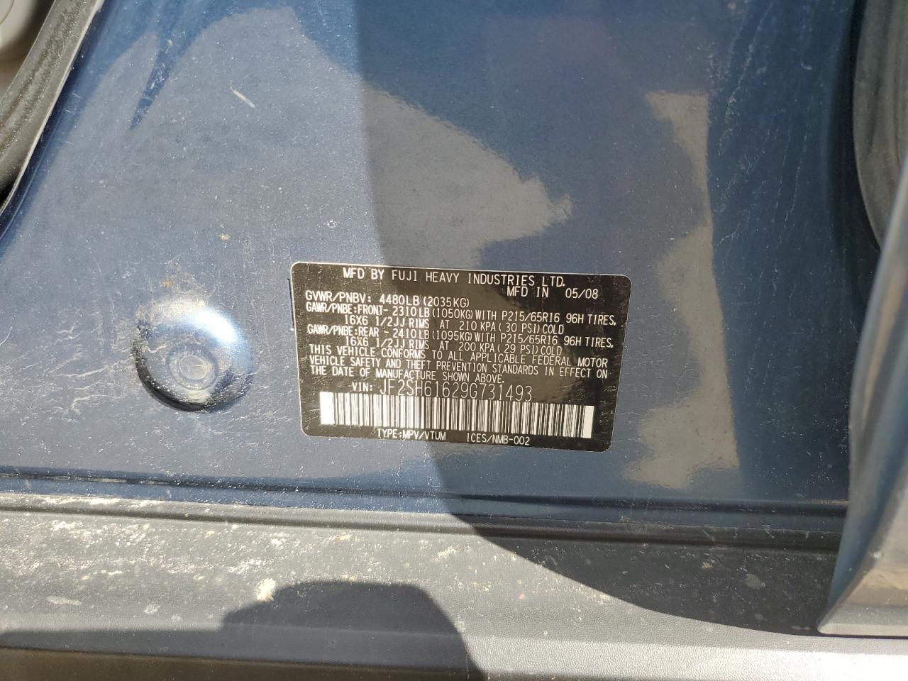 JF2SH61629G731493 2009 Subaru Forester 2.5X