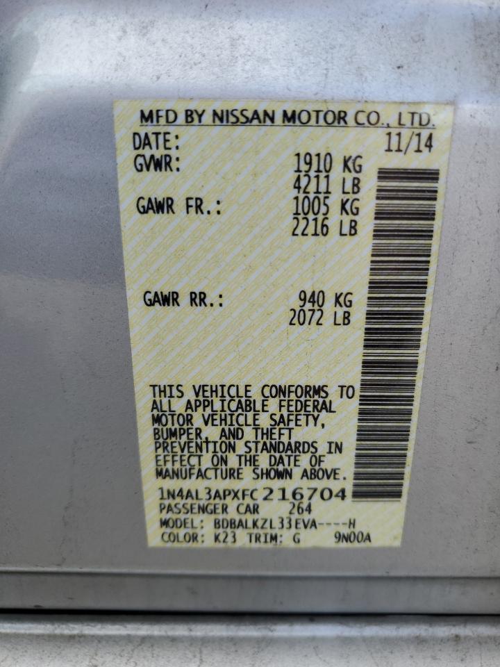 1N4AL3APXFC216704 2015 Nissan Altima 2.5