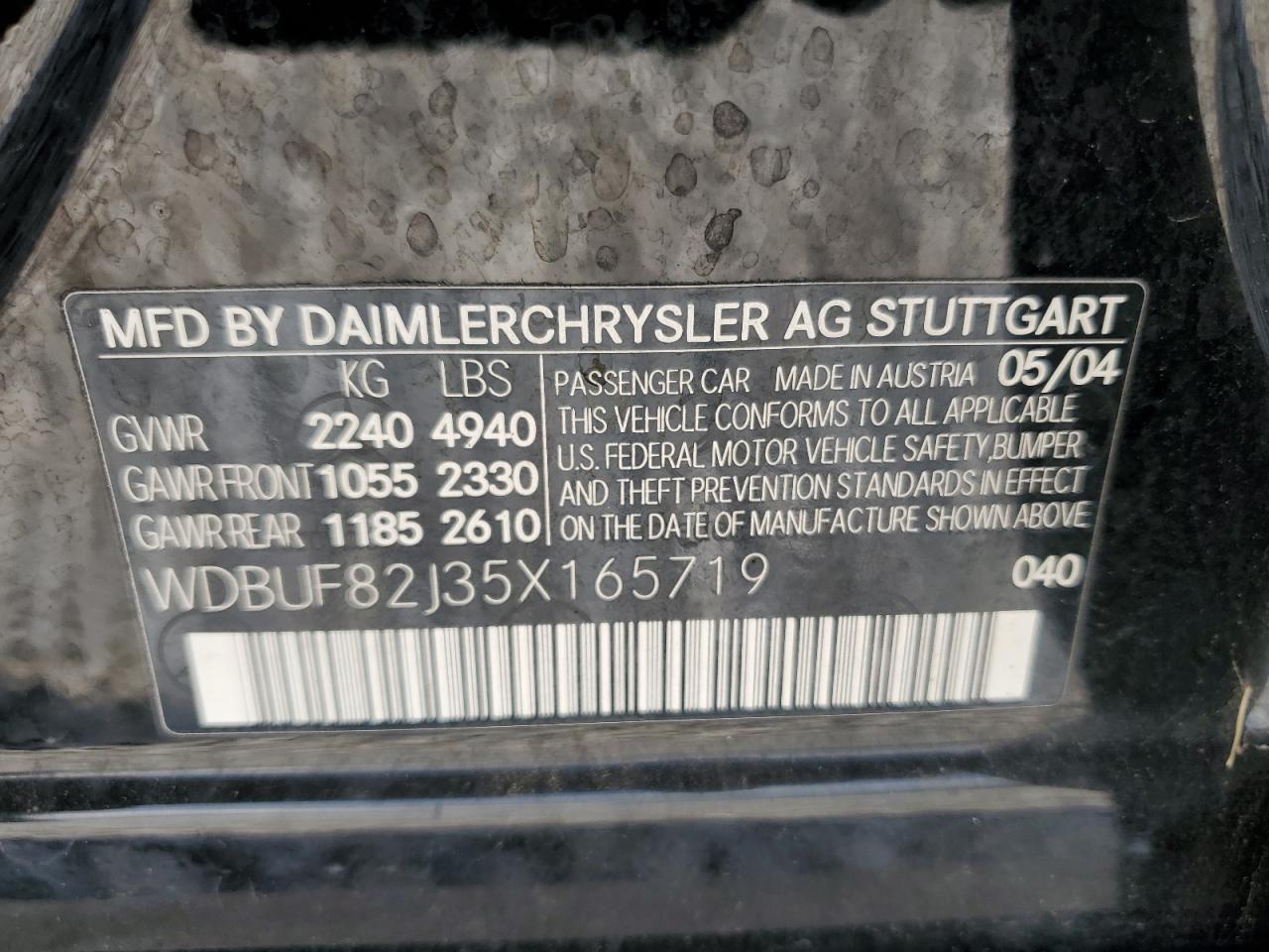 WDBUF82J35X165719 2005 Mercedes-Benz E 320 4Matic