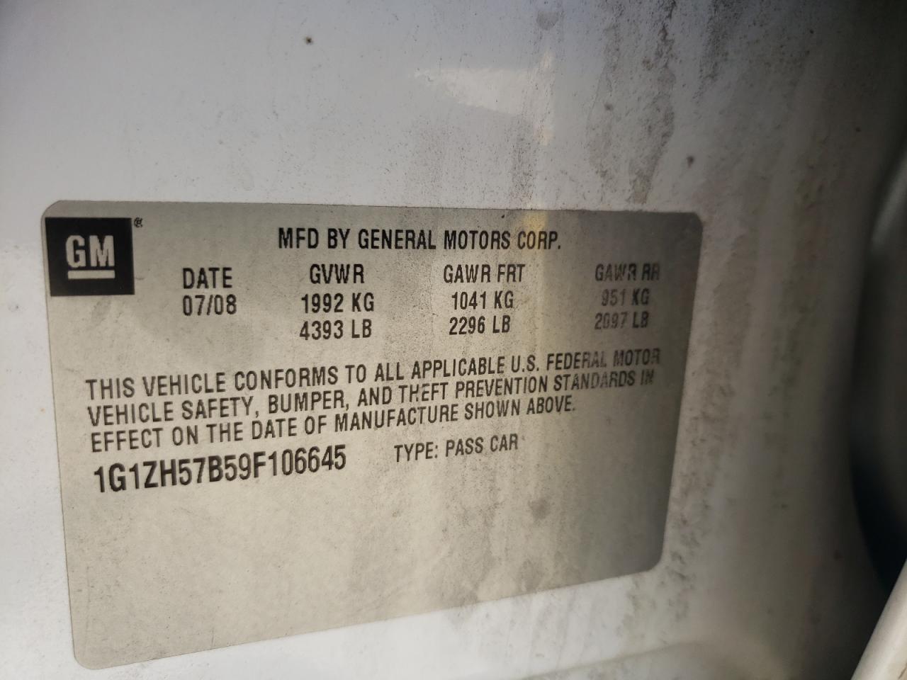 1G1ZH57B59F106645 2009 Chevrolet Malibu 1Lt