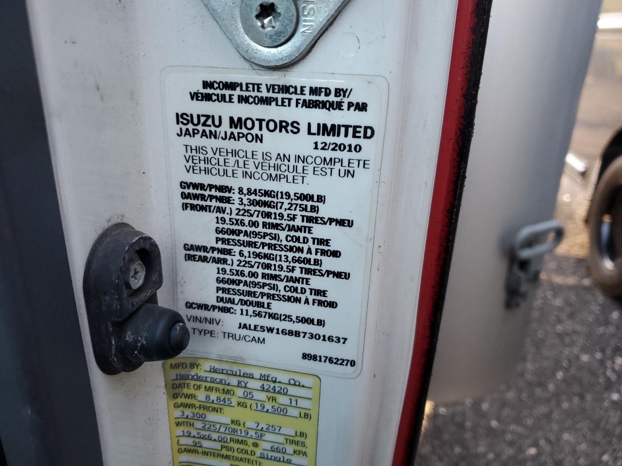 JALE5W168B7301637 2011 Isuzu Nrr