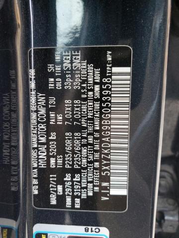 2011 Hyundai Santa Fe Limited VIN: 5XYZKDAG9BG053958 Lot: 50478314