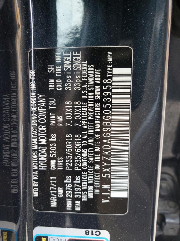 5XYZKDAG9BG053958 2011 Hyundai Santa Fe Limited