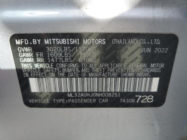 2022 Mitsubishi Mirage Es VIN: ML32AUHJ0NH008251 Lot: 42015824