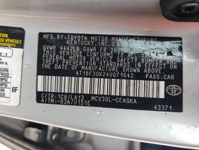 2004 Toyota Camry Le VIN: 4T1BF30K24U071642 Lot: 50502854