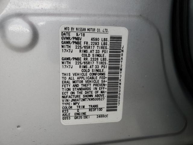 2019 Nissan Rogue S VIN: JN8AT2MT7KW500527 Lot: 49566934