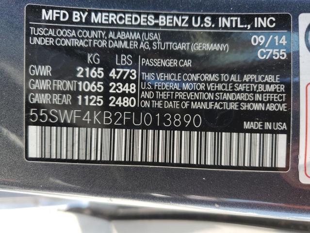 VIN 55SWF4KB2FU013890 2015 Mercedes-Benz C-Class, 3... no.12