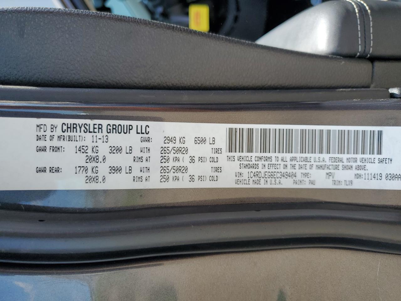 1C4RDJEG6EC349404 2014 Dodge Durango Citadel