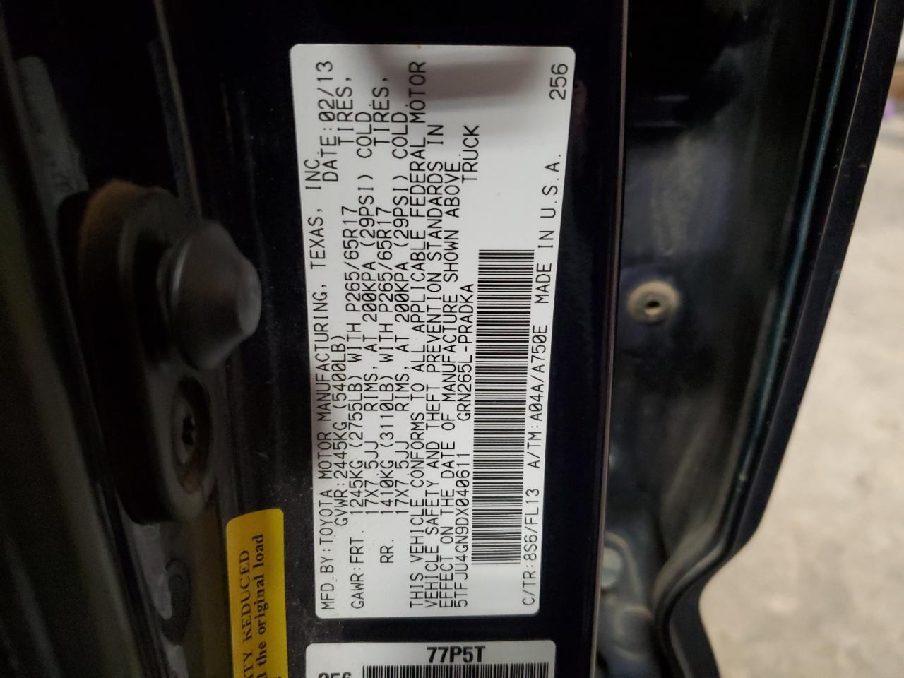 5TFJU4GN9DX040611 2013 Toyota Tacoma Double Cab Prerunner