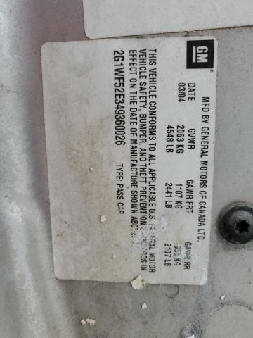 2004 Chevrolet Impala VIN: 2G1WF52E349360026 Lot: 49948464