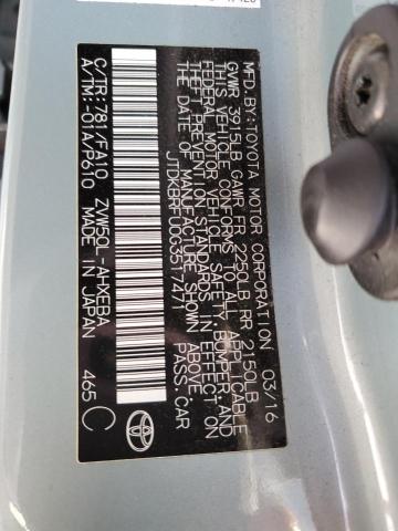 2016 Toyota Prius VIN: JTDKBRFU0G3517471 Lot: 52074744