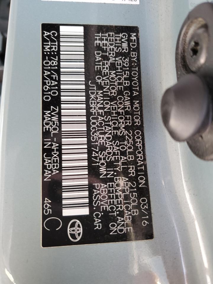 JTDKBRFU0G3517471 2016 Toyota Prius