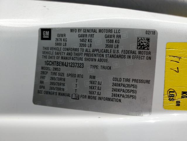 2018 Chevrolet Colorado VIN: 1GCHTBEN4J1237323 Lot: 50858364