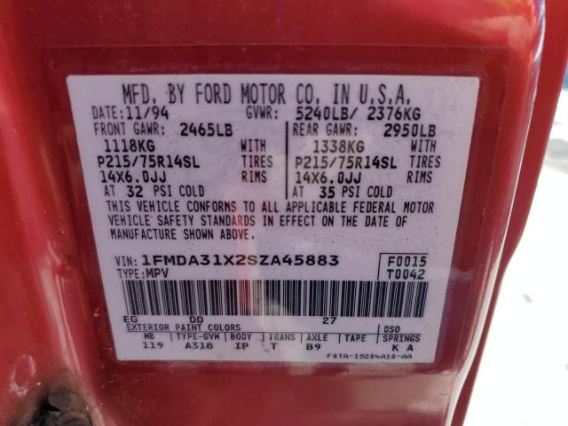 1FMDA31X2SZA45883 1995 Ford Aerostar