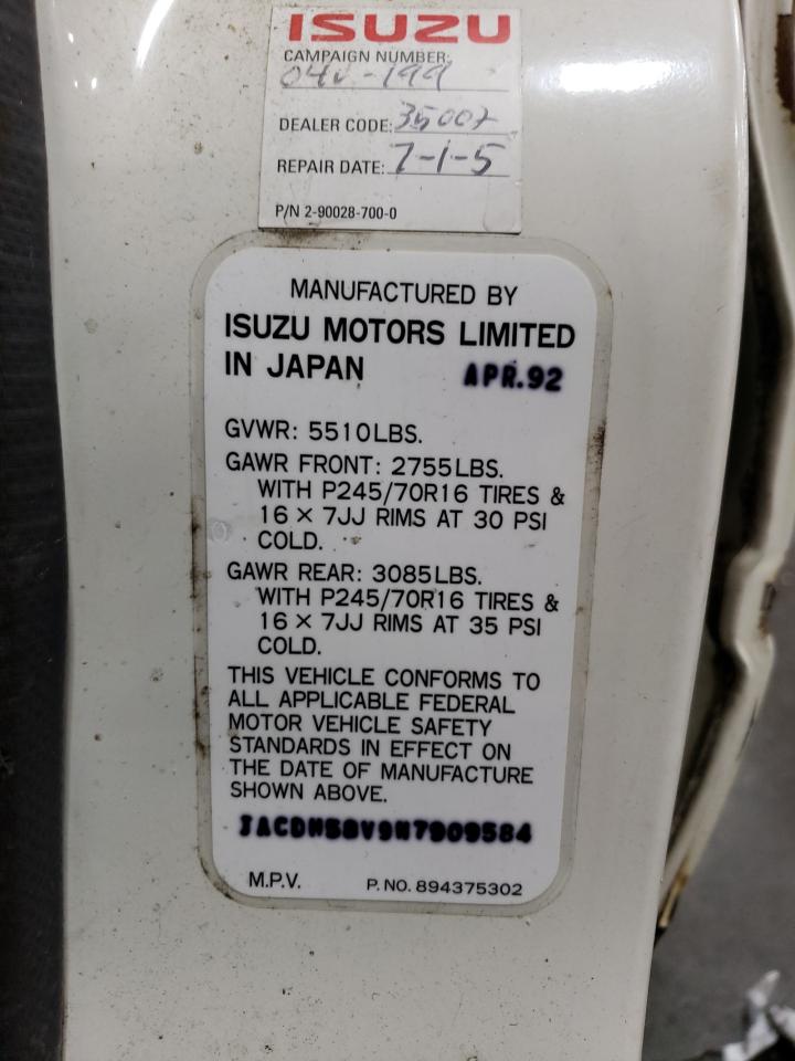 JACDH58V9N7909584 1992 Isuzu Trooper S