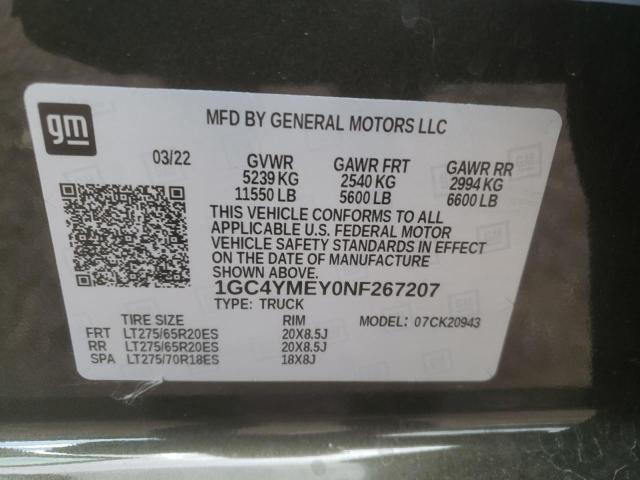 2022 CHEVROLET 2500 HD 1GC4YMEY0NF267207