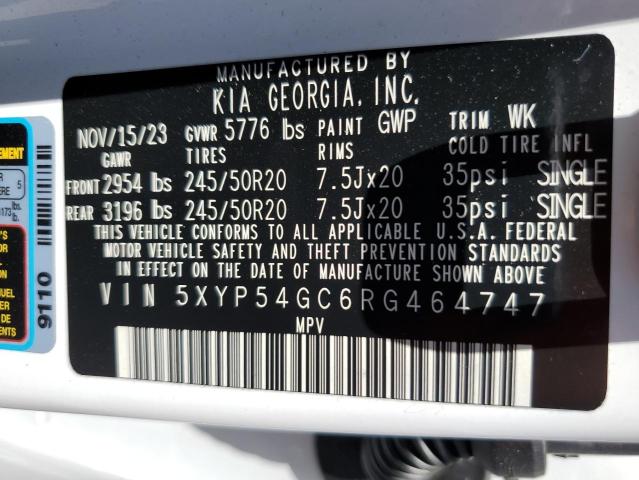 2024 Kia Telluride Sx VIN: 5XYP54GC6RG464747 Lot: 52829804