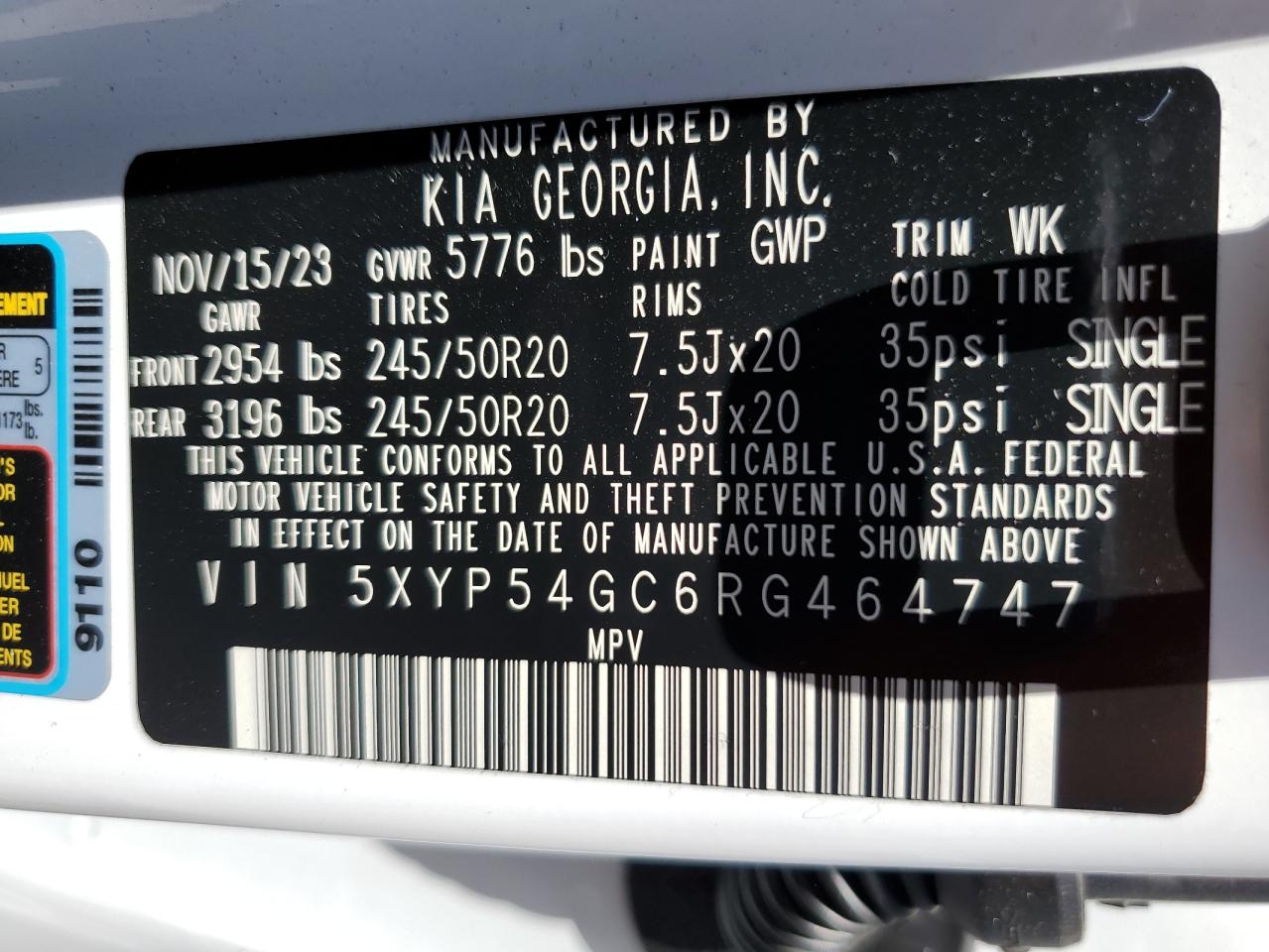 5XYP54GC6RG464747 2024 Kia Telluride Sx