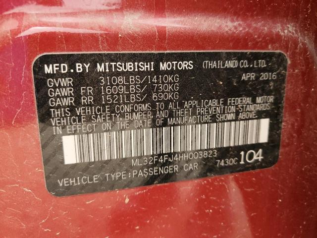 2017 Mitsubishi Mirage G4 Se VIN: ML32F4FJ4HH003823 Lot: 49992944