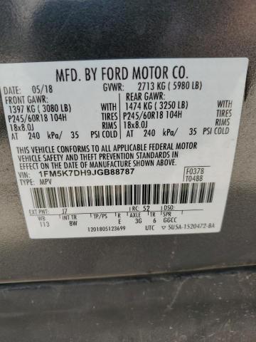 2018 Ford Explorer Xlt VIN: 1FM5K7DH9JGB88787 Lot: 52589114