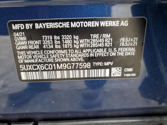 VIN 5UXCX6C01M9G77598 2021 BMW X7, M50I no.14