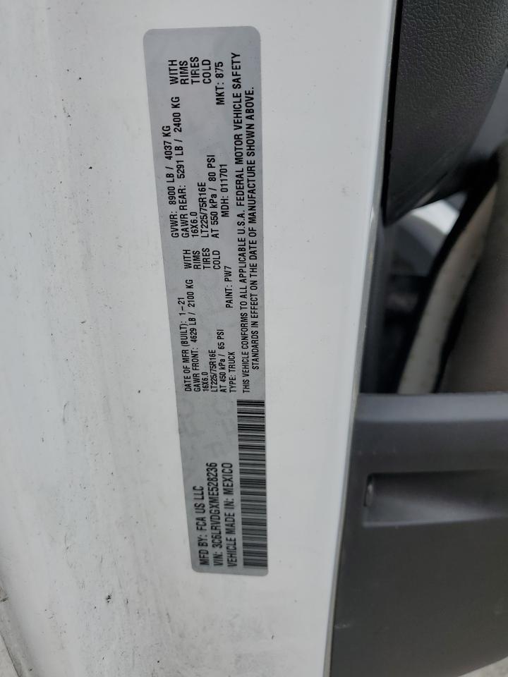 2021 Ram Promaster 2500 2500 High vin: 3C6LRVDGXME528236