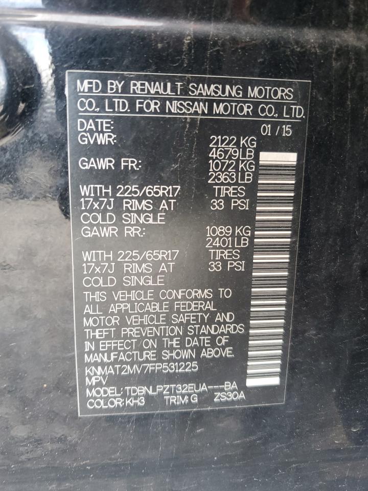 KNMAT2MV7FP531225 2015 Nissan Rogue S