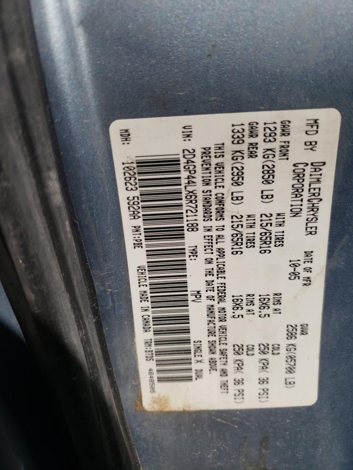 2D4GP44LX6R721188 2006 Dodge Grand Caravan Sxt