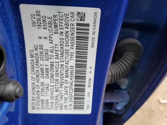 2020 HONDA CIVIC LX - 2HGFC2F64LH586938