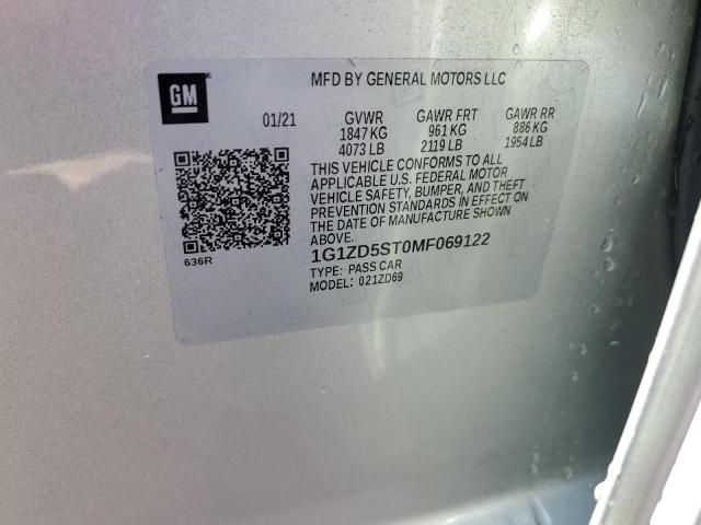 2021 Chevrolet Malibu Lt VIN: 1G1ZD5ST0MF069122 Lot: 49614574